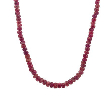 Natural Ruby Birthstone Necklace | Rondelle 4mm Faceted Cut Gemstone Beads | 15 Inch Stackable Jewelry - Necklace