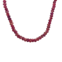 Natural Ruby Birthstone Necklace | Rondelle 4mm Faceted Cut Gemstone Beads | 15 Inch Stackable Jewelry - Necklace