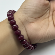 Natural Ruby Bracelet | Smooth 10mm Rondelle 23 Pcs 200.40 Carats | Crimson Red VVS Clarity | Bead Gemstone Jewelry