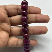 Natural Ruby Bracelet | Smooth 11-12mm Rondelle Beads 20 Pcs 245.05 Carats | Crimson Red VVS Clarity | July Birthstone