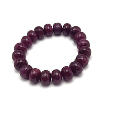 Natural Ruby Bracelet | Smooth 11–12mm Rondelle Beads 20 Pcs 248.30 Carats | Burgundy Red VVS Clarity | July Birthstone