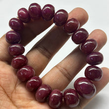 Natural Ruby Bracelet | Smooth 11–15mm Rondelle Beads 19 Pcs 288 Carats | Rich Crimson Red VVS Clarity | Free Size