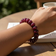 Natural Ruby Bracelet | Smooth 11–15mm Rondelle Beads 19 Pcs 288 Carats | Rich Crimson Red VVS Clarity | Free Size