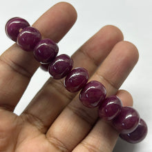 Natural Ruby Bracelet | Smooth 11–15mm Rondelle Beads 19 Pcs 288 Carats | Rich Crimson Red VVS Clarity | Free Size
