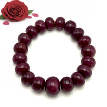 Natural Ruby Bracelet | Smooth 11–15mm Rondelle Beads 19 Pcs 288 Carats | Rich Crimson Red VVS Clarity | Free Size