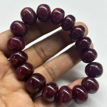 Natural Ruby Bracelet | Smooth 12-14mm Rondelle Beads 17 Pcs 345.20 Carats | Deep Scarlet Red VVS Clarity | Beaded