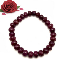 Natural Ruby Bracelet | Smooth 7–9mm Rondelle Beads 28 Pcs 140.95 Carats | Rich Crimson Red VVS Clarity | High-Clarity
