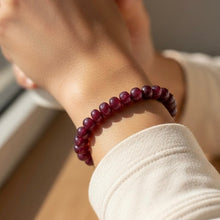 Natural Ruby Bracelet | Smooth 7–9mm Rondelle Beads 28 Pcs 140.95 Carats | Rich Crimson Red VVS Clarity | High-Clarity