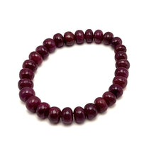Natural Ruby Bracelet | Smooth 7–9mm Rondelle Beads 28 Pcs 140.95 Carats | Rich Crimson Red VVS Clarity | High-Clarity