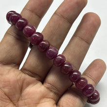 Natural Ruby Bracelet | Smooth 7-9mm Rondelle Beads 29 Pcs 138.16 Carats | Deep Burgundy Red VVS Clarity | Genuine