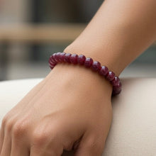 Natural Ruby Bracelet | Smooth 7-9mm Rondelle Beads 29 Pcs 138.16 Carats | Deep Burgundy Red VVS Clarity | Genuine