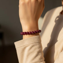 Natural Ruby Bracelet | Smooth 8-9mm Rondelle Beads 25 Pcs 161.40 Carats | Burgundy Red VVS Clarity | Precious Gemstone