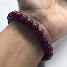 Natural Ruby Bracelet | Smooth 9-10mm Rondelle Beads 24 Pcs 185.30 Carats | Scarlet Red VVS Clarity | Adjustable