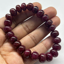 Natural Ruby Bracelet | Smooth 9-10mm Rondelle Beads 24 Pcs 185.30 Carats | Scarlet Red VVS Clarity | Adjustable