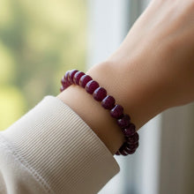 Natural Ruby Bracelet | Smooth 9-10mm Rondelle Gemstone Beads | 27 Pcs 158.85 Carats | Rich Burgundy Red VVS Clarity