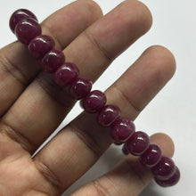 Natural Ruby Bracelet | Smooth 9-10mm Rondelle Gemstone Beads | 27 Pcs 158.85 Carats | Rich Burgundy Red VVS Clarity