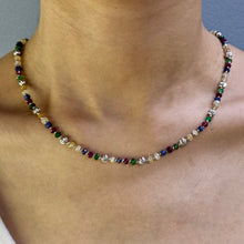Natural Ruby Emerald Sapphire | 925 Sterling Silver | Faceted Rondelle Beaded Necklace | 4mm | VVS1 Clarity | 18 Inch
