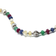 Natural Ruby Emerald Sapphire | 925 Sterling Silver | Faceted Rondelle Beaded Necklace | 4mm | VVS1 Clarity | 18 Inch