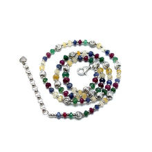 Natural Ruby Emerald Sapphire | 925 Sterling Silver | Faceted Rondelle Beaded Necklace | 4mm | VVS1 Clarity | 18 Inch