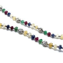 Natural Ruby Emerald Sapphire | 925 Sterling Silver | Faceted Rondelle Beaded Necklace | 4mm | VVS1 Clarity | 18 Inch