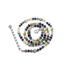 Natural Ruby Emerald Sapphire | 925 Sterling Silver | Faceted Rondelle Beaded Necklace | 4mm | VVS1 Clarity | 18 Inch