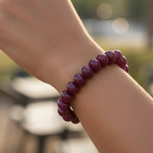 Natural Ruby Gemstone Bracelet | Smooth 10-13mm Rondelle Beads 22 Pcs 190.95 Carats | Crimson Red VVS Clarity | July