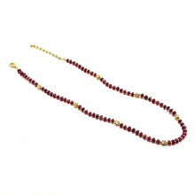 Natural Ruby | 925 Sterling Silver | Faceted Rondelle Beaded Necklace | 4.5mm | Burgundy Red | VVS1 Clarity | 18 Inch