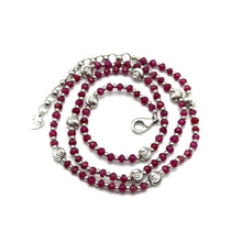 Natural Ruby | 925 Sterling Silver | Faceted Rondelle Beaded Necklace | 4mm | Carmine Red | VVS1 Clarity | 18 Inch