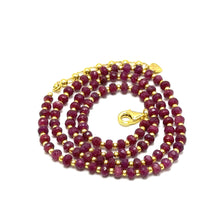 Natural Ruby | 925 Sterling Silver | Faceted Rondelle Beaded Necklace | 4mm | Dark Burgundy Red | VVS1 Clarity | 18