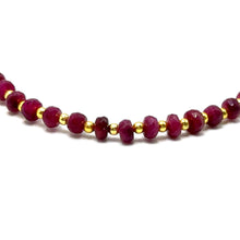 Natural Ruby | 925 Sterling Silver | Faceted Rondelle Beaded Necklace | 4mm | Dark Burgundy Red | VVS1 Clarity | 18