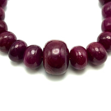 Natural Ruby Genuine Bracelet | Smooth 9–16mm Rondelle Beads 21 Pcs 221.30 Carats | Burgundy Red VS Clarity | 7.2 Inch