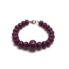 Natural Ruby Genuine Bracelet | Smooth 9–16mm Rondelle Beads 21 Pcs 221.30 Carats | Burgundy Red VS Clarity | 7.2 Inch