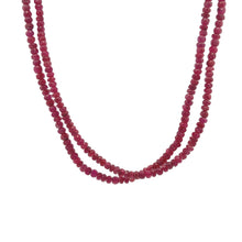 Natural Ruby Matinee Necklace | Rondelle 4mm Faceted Cut Gemstone Beads | 37 Inch July Birthstone Jewelry - Necklace