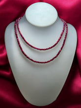 Natural Ruby Matinee Necklace | Rondelle 4mm Faceted Cut Gemstone Beads | 37 Inch July Birthstone Jewelry - Necklace