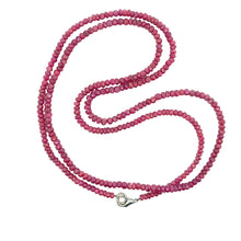 Natural Ruby Matinee Necklace | Rondelle 4mm Faceted Cut Gemstone Beads | 37 Inch July Birthstone Jewelry - Necklace