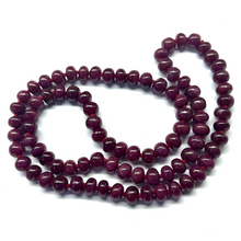 Natural Ruby Opera Necklace | Smooth 9-10mm Rondelle Beads 87 Pcs 620.50 Carats | Crimson Red VVS Clarity | 26.4 Inch