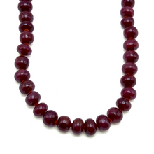 Natural Ruby Necklace Rondelle Large 9-10mm Plain Cut High Grade Crimson Color Gemstone Jewelry For Courage, Confidence & Motivation