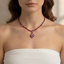 Natural Ruby Rondelle Facet Cut Beads Precious Birthstone Necklace - Necklace