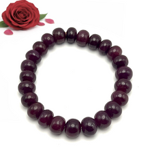 Natural Ruby Stretch Bracelet | Smooth 10-11mm Rondelle Beads | 24 Pcs 206.70 Carats | Scarlet Red VVS Clarity