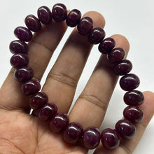Natural Ruby Stretch Bracelet | Smooth 10-11mm Rondelle Beads | 24 Pcs 206.70 Carats | Scarlet Red VVS Clarity