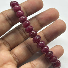 Natural Ruby Stretch Bracelet | Smooth 7-8mm Rondelle Beads 29 Pcs 110.30 Carats | Burgundy Red VVS Clarity | July