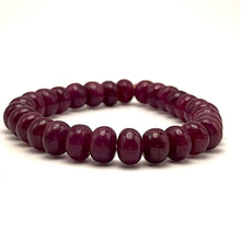 Natural Ruby Stretch Bracelet | Smooth 7-8mm Rondelle Beads 29 Pcs 110.30 Carats | Burgundy Red VVS Clarity | July