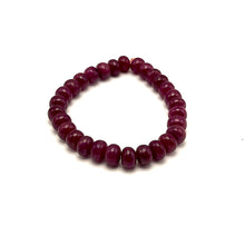 Natural Ruby Stretch Bracelet | Smooth 7-8mm Rondelle Beads 29 Pcs 110.30 Carats | Burgundy Red VVS Clarity | July