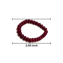 Natural Ruby Stretch Bracelet | Smooth 7-8mm Rondelle Beads 29 Pcs 110.30 Carats | Burgundy Red VVS Clarity | July