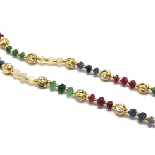 Natural Sapphire Ruby Emerald | 925 Sterling Silver | Faceted Rondelle Beaded Necklace | 4mm | VVS1 Clarity | 18 Inch