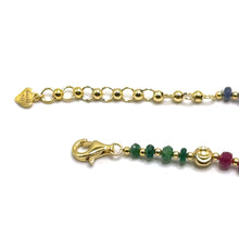 Natural Sapphire Ruby Emerald | 925 Sterling Silver | Faceted Rondelle Beaded Necklace | 4mm | VVS1 Clarity | 18 Inch
