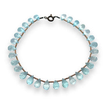 Natural Sky Blue Topaz Gemstone Bracelet | Briolette Drop 7x5mm Cut Gemstone Beads | 7.5 Inch December Birthstone