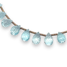 Natural Sky Blue Topaz Gemstone Bracelet | Briolette Drop 7x5mm Cut Gemstone Beads | 7.5 Inch December Birthstone