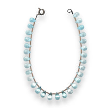 Natural Sky Blue Topaz Gemstone Bracelet | Briolette Drop 7x5mm Cut Gemstone Beads | 7.5 Inch December Birthstone