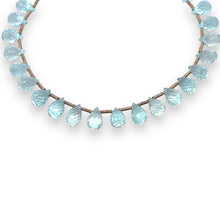 Natural Sky Blue Topaz Gemstone Bracelet | Briolette Drop 7x5mm Cut Gemstone Beads | 7.5 Inch December Birthstone